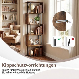 Costway Γεωμετρική βιβλιοθήκη 5 επιπέδων ελεύθερης τοποθέτησης με π...