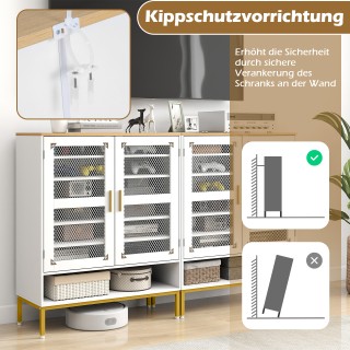 Costway Μοντέρνα Λευκη Ξύλινη Παπουτσοθήκη με Πόρτες, Ρυθμιζόμενα Ρ...