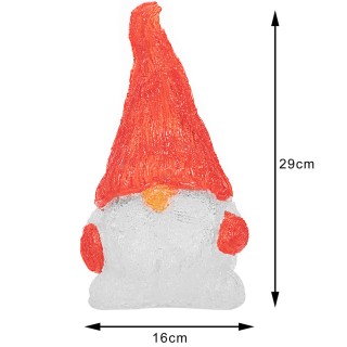 BAKAJI  Γνώμος Φολέττο Φιγούρα Ακρυλική Χριστουγεννιάτικη 24 LED Φω...