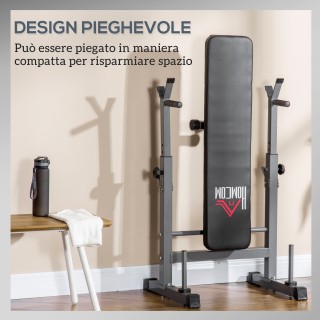 HOMCOM Πτυσσόμενο Πάγκος 8 Επιπέδων με Βάση Μπάρας, Ατσάλι & PU, 14...