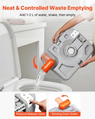 VEVOR Φορητή Τουαλέτα 30L με Αποσπώμενη Δεξαμενή Αποβλήτων, 200 Χρή...