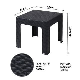 Galileo Χαμηλό τραπέζι εξωτερικού χώρου 43x43 cm από πλαστικό PP με... Galileo Χαμηλό τραπέζι εξωτερικού χώρου 43x43 cm από πλαστικό PP με...