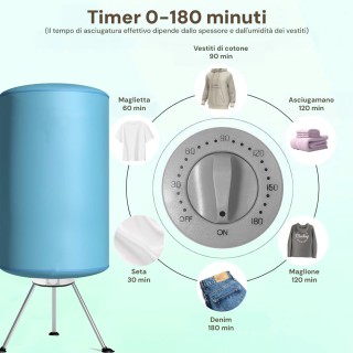 BAKAJI Ηλεκτρική Στεγνωτήρας Ρούχων Μπαλόνι-Στεγνωτήριο 1000W Απλώσ...