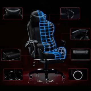 BAKAJI Μαύρη Καρέκλα Gaming με Μαξιλάρι Στήριξης Κεφαλής και Οσφυϊ... BAKAJI Μαύρη Καρέκλα Gaming με Μαξιλάρι Στήριξης Κεφαλής και Οσφυϊ...