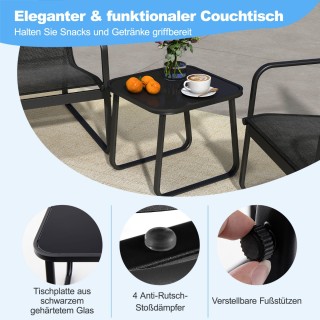 Costway Σετ Επίπλων Κήπου 3 Τεμαχίων με 2 Καρέκλες και Τραπέζι σε Μ...