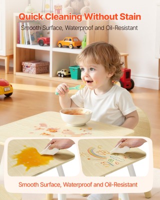 VEVOR Παιδικό Τραπέζι και 2 Καρέκλες με Στρογγυλεμένες Άκρες & Γραφ...