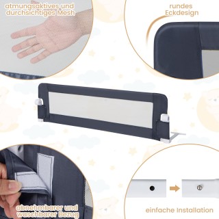 Costway Πτυσσόμενο Κάγκελο Κρεβατιού 152 εκ. για Παιδιά με Ασφαλή Σ... Costway Πτυσσόμενο Κάγκελο Κρεβατιού 152 εκ. για Παιδιά με Ασφαλή Σ...