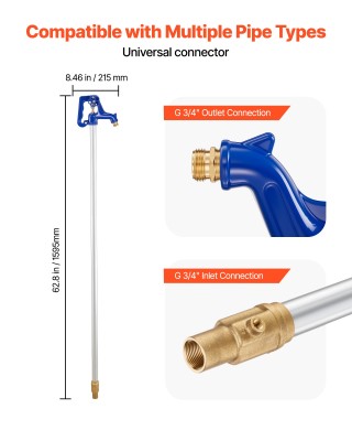 VEVOR Αντιπαγωτική Εξωτερική Βρύση Υδραυλικής Στήλης 1595mm για Κήπ...