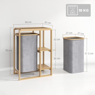 HOMCOM Καλάθι Απλύτων με Αποσπώμενη Τσάντα και Ράφια από Μπαμπού, ... HOMCOM Καλάθι Απλύτων με Αποσπώμενη Τσάντα και Ράφια από Μπαμπού, ...