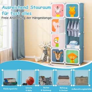 Costway Παιδική Ντουλάπα με 8 Κυβικές Θέσεις & Χώρο Κρεμάσματος - Χ...