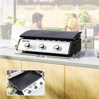 Outsunny Εμαγιέ Ατσάλινη Εστία Αερίου με 3 Καυστήρες Ισχύος 7.5kW, ... Outsunny Εμαγιέ Ατσάλινη Εστία Αερίου με 3 Καυστήρες Ισχύος 7.5kW, ...