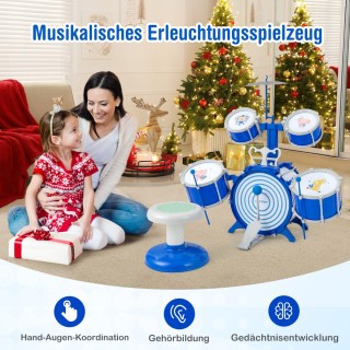 Costway Σετ Παιδικών Κρουστών με Κάθισμα & Πεντάλ σε Μπλε Χρώμα TM1...