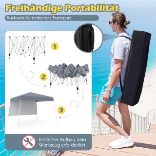 Costway Ανθεκτικό Αδιάβροχο Πτυσσόμενο Κιόσκι Κήπου 3x3m σε Γκρι NP...