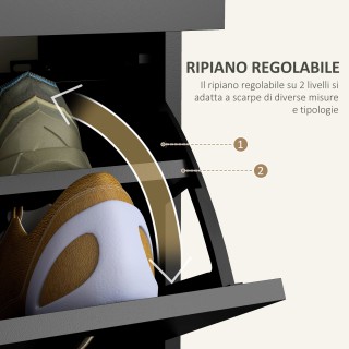 HOMCOM Κινητή Παπουτσοθήκη για 12 Ζευγάρια με 2 Ρυθμιζόμενα Εσωτερι... HOMCOM Κινητή Παπουτσοθήκη για 12 Ζευγάρια με 2 Ρυθμιζόμενα Εσωτερι...