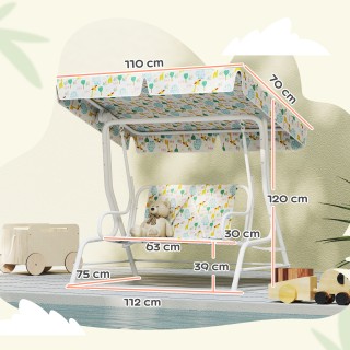 AIYAPLAY Παιδική Κούνια Εξωτερικού Χώρου με 2 Θέσεις, Ρυθμιζόμενη Ο...