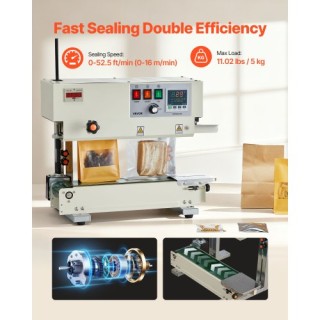 VEVOR Κατακόρυφη Συνεχής Μηχανή Σφράγισης Σάκου 6-12 mm με Ρολλό Εκ... VEVOR Κατακόρυφη Συνεχής Μηχανή Σφράγισης Σάκου 6-12 mm με Ρολλό Εκ...