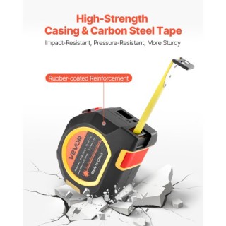 VEVOR Μετρητική Ταινία 2-σε-1 με Laser, 41 μέτρα Επαναφορτιζόμενη Λ...