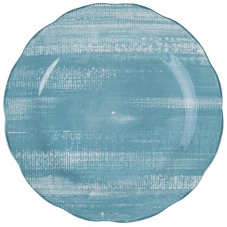 Villa DEste  Σετ 6τμχ Επίπεδο πιάτο πορσελάνης με τυρκουάζ κυμματισ...