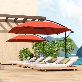 Outsunny Ομπρέλα με ρυθμιζόμενη κάλυψη και βάση σε σχήμα σταυρού, α...