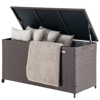 BAKAJI Κουτί Αποθήκευσης Κήπου Πολυρατάν Αδιάβροχο με 2 Ρόδες Καφέ... BAKAJI Κουτί Αποθήκευσης Κήπου Πολυρατάν Αδιάβροχο με 2 Ρόδες Καφέ...