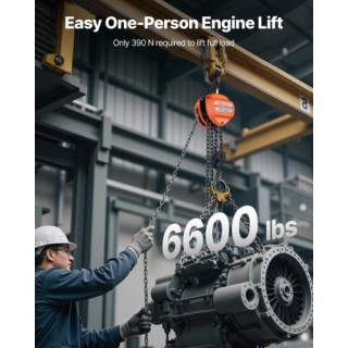 VEVOR Χειροκίνητος Αλυσοκόνδυλος 3 Τόνων με Αναβαθμισμένη Αλυσίδα G...