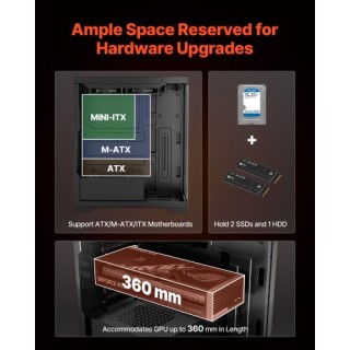 VEVOR Κουτί Υπολογιστή Mid-Tower με 2 x 120 mm Ανεμιστήρες για ATX ...