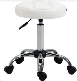 HOMCOM Στρογγυλό περιστρεφόμενο σκαμπό με ρόδες, ρυθμιζόμενο ύψος κ...