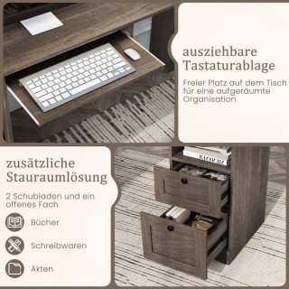 Costway Γκρι Γραφείο Γωνιακό με Φορτιστή, Πληκτρολόγιο & 2 Συρτάρια... Costway Γκρι Γραφείο Γωνιακό με Φορτιστή, Πληκτρολόγιο & 2 Συρτάρια...