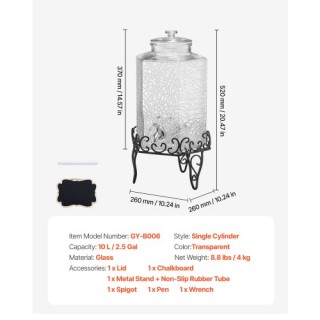 VEVOR Γυάλινος Διανεμητής Ποτών 10L με Βάση για Πάρτι YLFPQPTBLFPQP... VEVOR Γυάλινος Διανεμητής Ποτών 10L με Βάση για Πάρτι YLFPQPTBLFPQP...