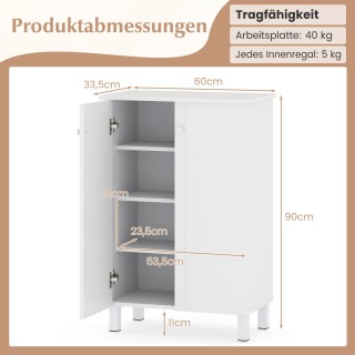 Costway Λευκή Ξύλινη Παπουτσοθήκη 4 Επιπέδων με Αποσπώμενα Ράφια κα...