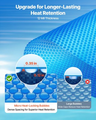 VEVOR Ηλιακή Κάλυψη Πισίνας 4,57 μ: Θερμομονωτική Μπλε Κουβέρτα με ...