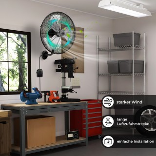 Costway  Οσκιλλοποιητικός Ανεμιστήρας Τοίχου Ø56 cm για Αποθήκη, Θε...