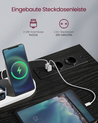 VASAGLE Γραφείο Gaming με LED Φώτα 50x100x76 για Σπίτι/Γραφείο, Μαύρο VASAGLE Γραφείο Gaming με LED Φώτα 50x100x76 για Σπίτι/Γραφείο, Μαύρο