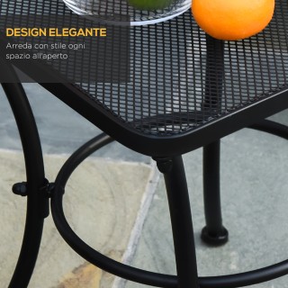 Τραπέζι σαλονιού Outsunny Square Steel Garden με διάτρητη κορυφή, 4...