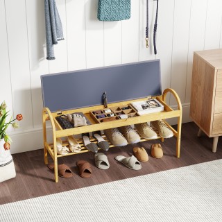 Costway Πάγκος Παπουτσιών από Μπαμπού 51 x31x101x cmμε Επενδυμένο Κ... Costway Πάγκος Παπουτσιών από Μπαμπού 51 x31x101x cmμε Επενδυμένο Κ...