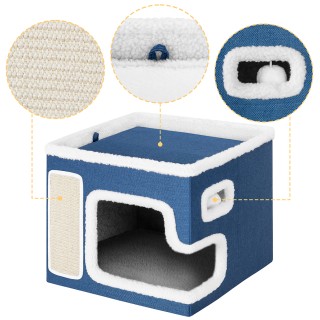 BAKAJI Γατόσπιτο Μπλε με Ονυχοδρόμιο 42x42x33 εκ. 02842222