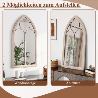 Costway Καμπυλωτός επιτοίχιος καθρέφτης Farmhouse με μεταλλικό γκρι...