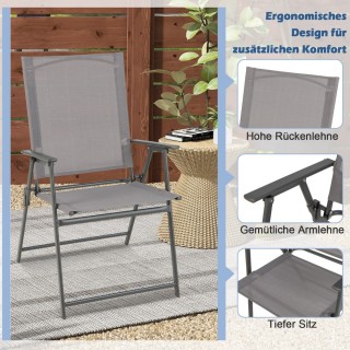 Costway  Σετ 4 Πτυσσόμενων Καρεκλών Βεράντας με Μεταλλικό Σκελετό κ...