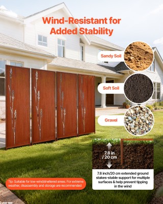 VEVOR Μεταλλικό Παραβάν Ιδιωτικότητας 50 x 160 εκ., Ελεύθερης Τοποθ...