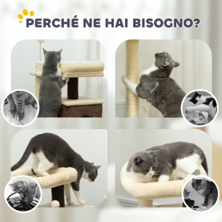 PawHut  Δέντρο ξυσίματος για γάτες με 2 σπιτάκια, κρεβατάκι, πλατφό...