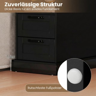 Costway Μαύρο Κομοδίνο με Σταθμό Φόρτισης, Λεπτός Πλαϊνός Τραπεζάκι...