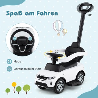 Costway Παιδικό Αυτοκίνητο 3 σε 1 με Αποσπώμενη Λαβή - Λευκό TQ10397BS