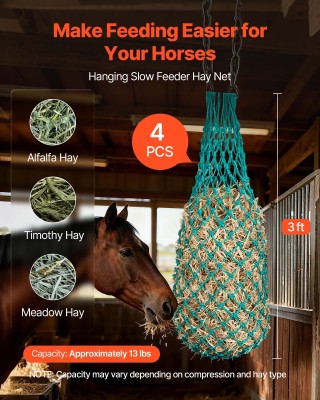 VEVOR Δίχτυα Τροφής για Άλογα - 4 Τεμάχια PE με Καραμπίνερ MGCWXWYY...