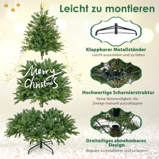 Costway Τεχνητό Χριστουγεννιάτικο Δέντρο 150 εκ. με Πολύχρωμα & Θερ...