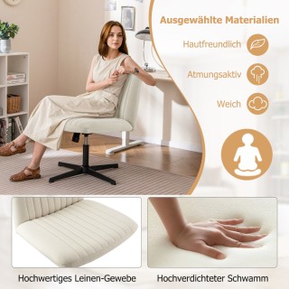 Costway  Περιστρεφόμενη Καρέκλα Γραφείου Χωρίς Μπράτσα με Λινό Ύφασ...