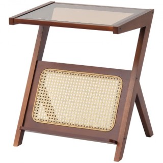 VEVOR  Τραπεζάκι Καφέ Ζ Σχήματος από Ρατάν 1 Επιπέδου για Σαλόνι ZF...