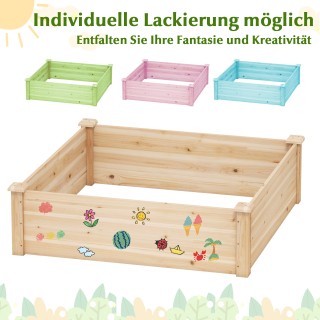 Costway Ξύλινη Τετράγωνη Ζαρντινιέρα για Κήπο, Γκαζόν, Βεράντα, Μπα...