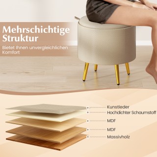 Costway Σετ 2 Στρογγυλές Οθωμανές με Αποθηκευτικό Χώρο και Αναδιπλο...