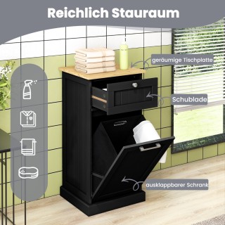 Costway  Ντουλάπα ρούχων με καλάθι, συρτάρι και μπαμπού επιφάνεια τ...