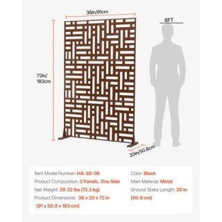 VEVOR Μεταλλικό Πάνελ Ιδιωτικότητας 36 x 72 Καφέ Εξωτερικού Χώρου D...